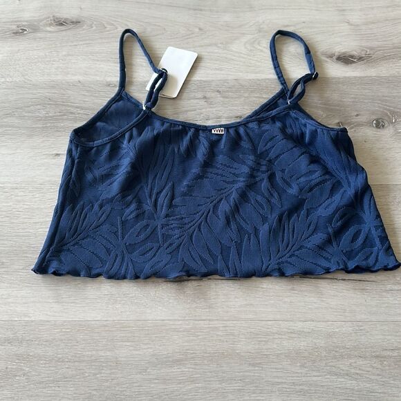 Wicked Weasel Sexy 9219 Peachy Palms Crop Top Navy M NWT - Picture 10 of 15